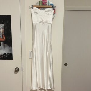 Zara Strapless Satin Gown in White
